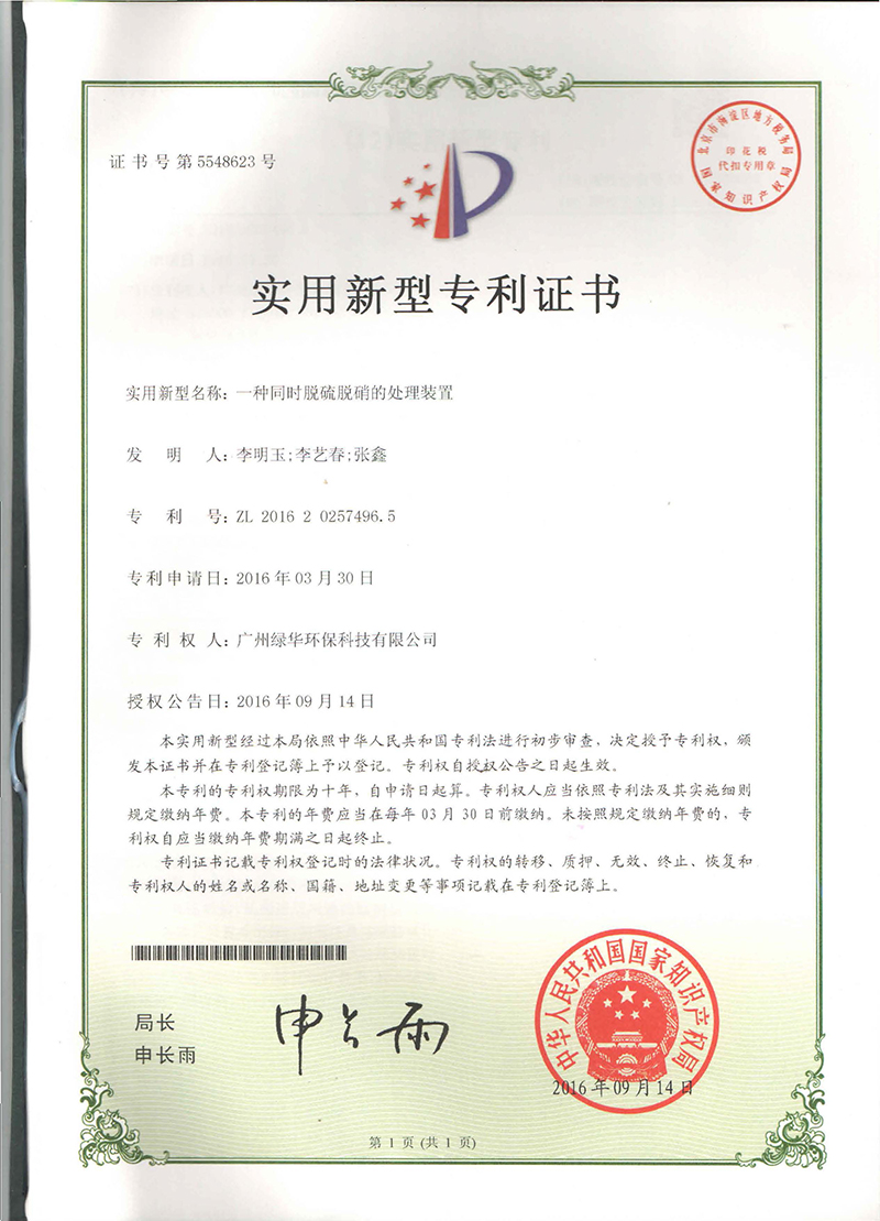 一种同时脱硫脱硝的处理装置